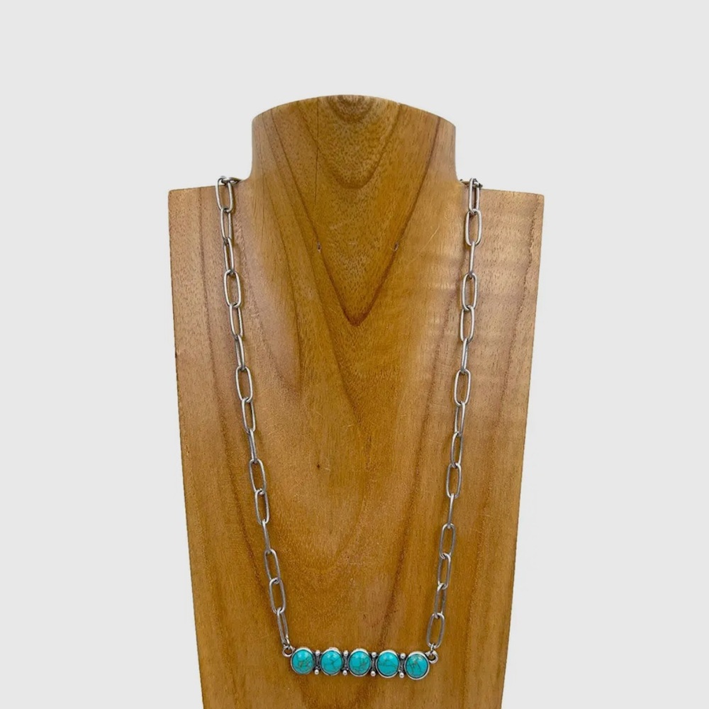 Turquoise stone bar necklace